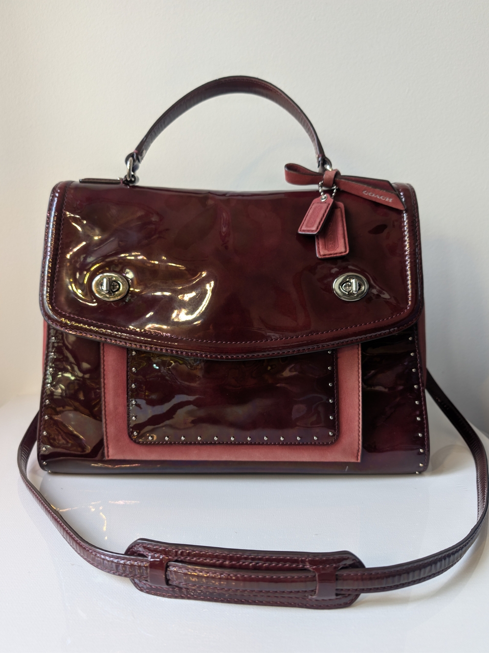 Rare Coach Poppy Editorial Victoria Satchel Style 26430 Burgundy